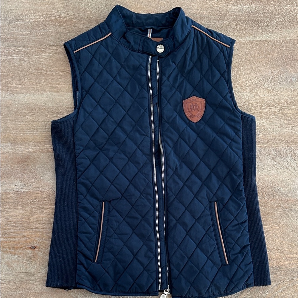 Massimo Dutti Quilted Equestrian style Vest with Brown Trim